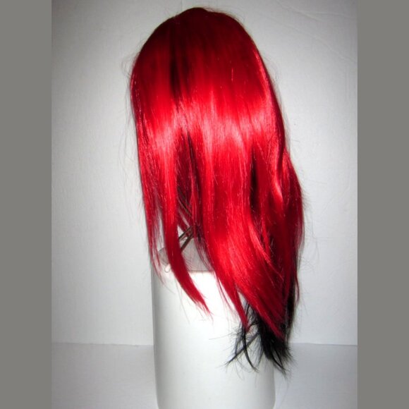 Multi Layered 2-Tone Red over Black Long Straight Hair Synthetic Wig West Bay 18 - Picture 3 of 10